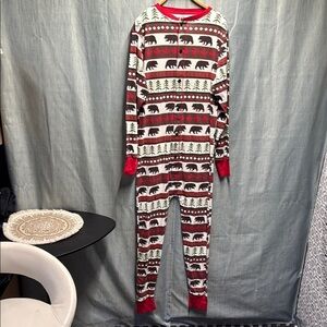 Lazy One Cozy Bear Print Kids Pajamas - size XL